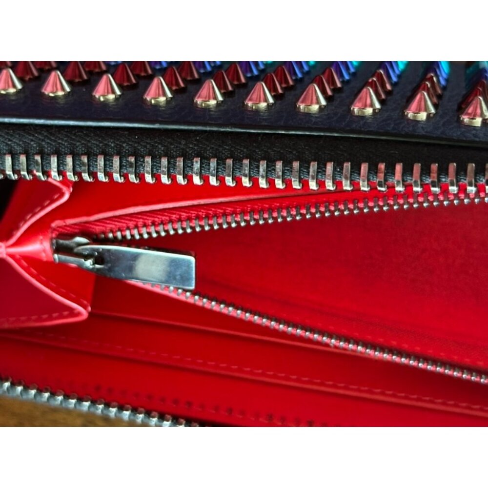 Christian Louboutin | Calf Leather Multi Rainbow Metal Spikes Panettone Wallet - Picture 10 of 16